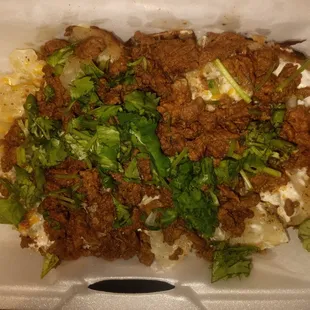 This is their loaded papá with no onions and jalapeños