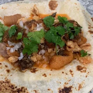 a close up of a tortilla