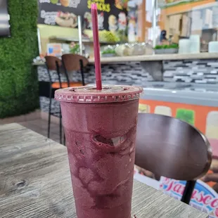 After Gym Shake "RED HULK"  Kale, spinach, pineapple, Orange, vanilla yogurt, pomegranate, beets, blueberries, green apples.