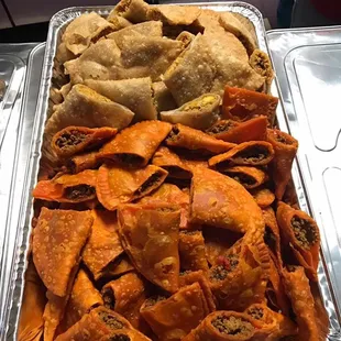 a tray full of food