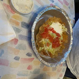 Dinner menu beef taco salad !