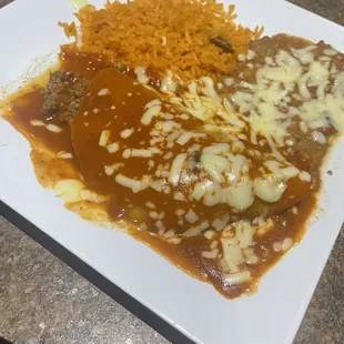 Kids Enchilada with rice and beans
