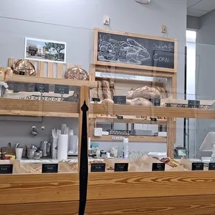 a display of bakery items