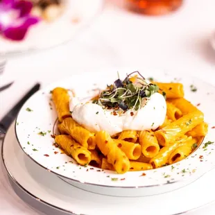 Spicy Rigatoni with Burrata