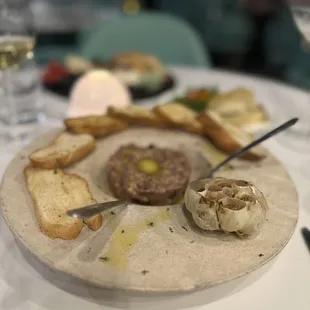 Steak Tartare with roasted garlic. Just meh. Garlic was chewy.