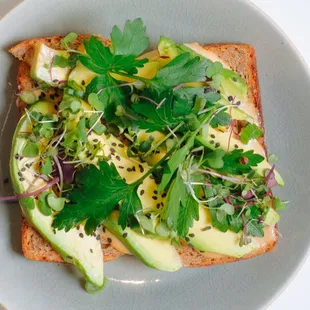Avocado toast tahini and miso spread