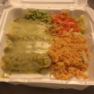 Enchiladas with green sauce