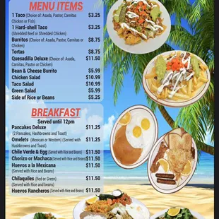 Breakfast and menu items