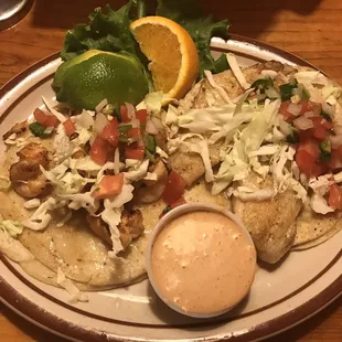 Shrimp and fish taco.