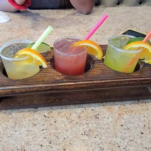 Margarita Flight.... You get to decide what margaritas you desire from an extensive menu