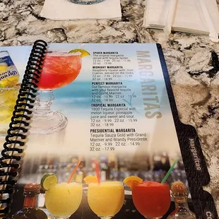 menu and drinks