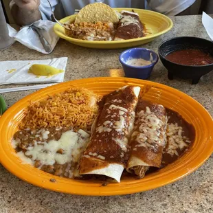 Custom 2 item combo.. beef burrito and chicken enchilada