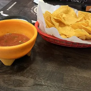 Chips and Salsa ( My Wife in the background )!...