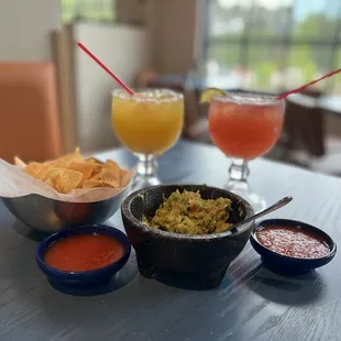 Table side Guacamole. Mango &amp; Strawberry Margaritas