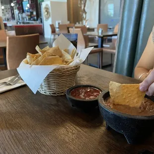 Bean dip + chips and salsa