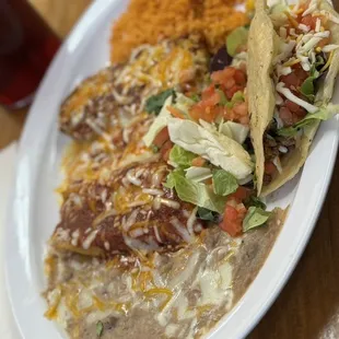 48. 3 Tacos or 1 burro or torta Combination Plate