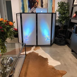 DJ David set up in my living room