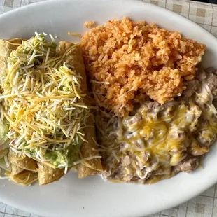Taquito Plate, with rice and beans