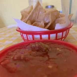 Crisp chips and salsa.