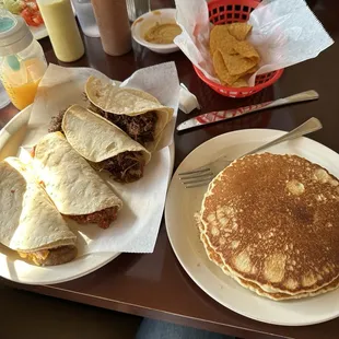 Great food and service, big tacos and our son loved the pancakes!   definitely stop in when your in the area.