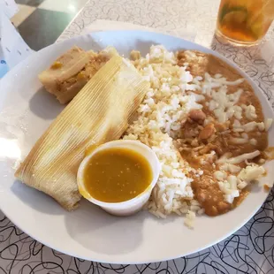 Tamales rice and beans