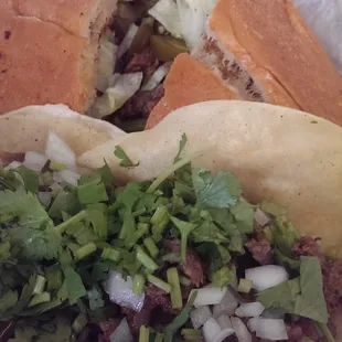 Steak taco and Cuban Torta