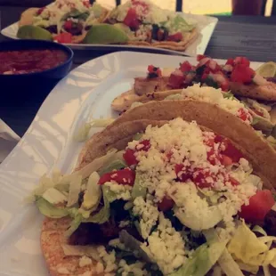 The Al Pastor tacos(what they're known for). Also comes with complimentary chips and salsa.