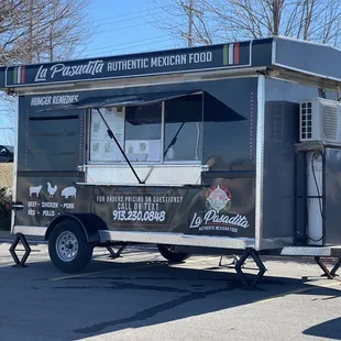 a food truck parked in a parking lot