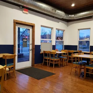 We like the tin ceiling and the view of Mass St. There&apos;s outside seating and are beverages for the adults.