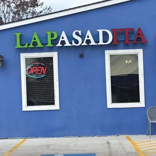La Pasadita's bright blue with white trim building, is easy to locate with plenty of parking.