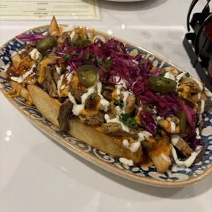 Shawarma fries half beef and half chicken