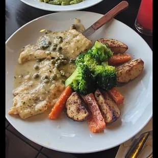 Chicken piccata with pesto sauce pasta delicious