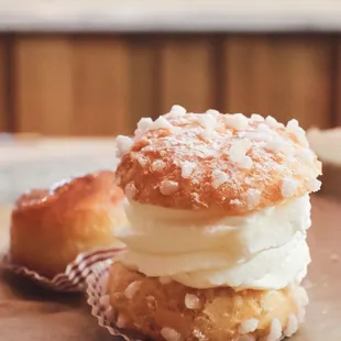 a couple of pastries on a table