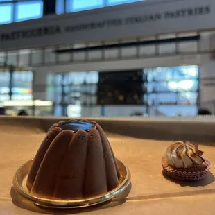 two desserts on a tray