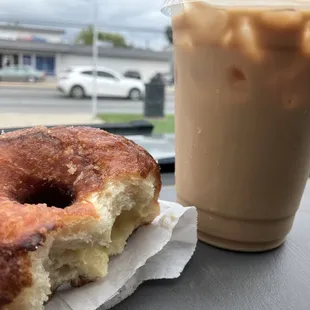 Cinnamon Sugar Crobrio (not bad!) with Vanilla filling &amp; Vietnamese Iced Coffee