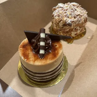 Le desir (chocolate mousse cake) and burnt almond cake