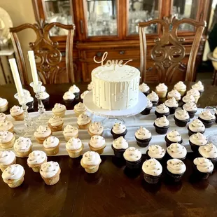 Beautiful cake and cupcakes that disappeared so quickly!