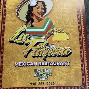 Front menu cover