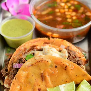 a plate of mexican food