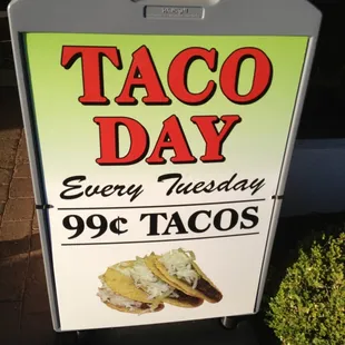 a taco day sign