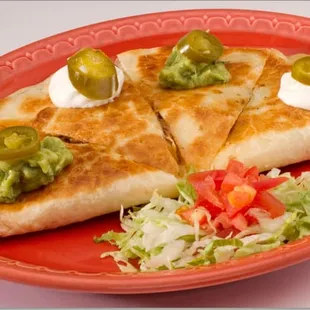 a plate of quesadillas