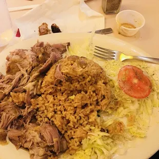 Pernil shredded pork and rice