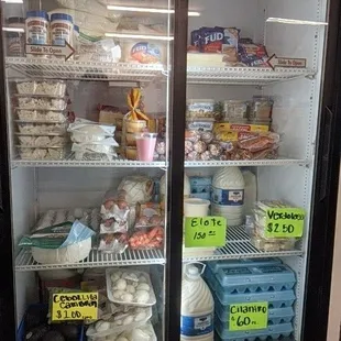Dairy section including Salvadorian sour cream