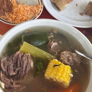 Best caldo de res ! Veggies and home made tortillas