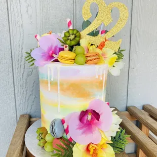 a cake decorated with flowers