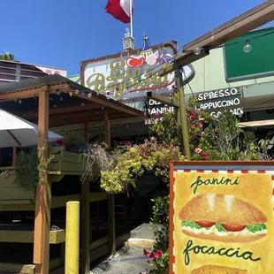 Panino's and Focaccia sign in front of the Restaurant