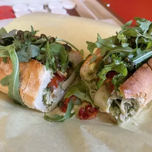Italian veggie sammie custom ordered for me with capers. Vegan and absolutely delicious!!!!!