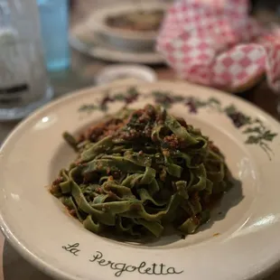 Fettuccine Verdi with Ragu Sauce