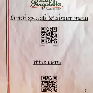 Lunch, Dinner, and Wine Menu QR Code