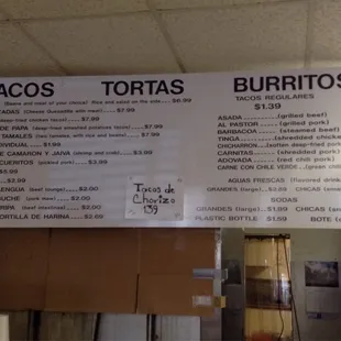 Menu and prices